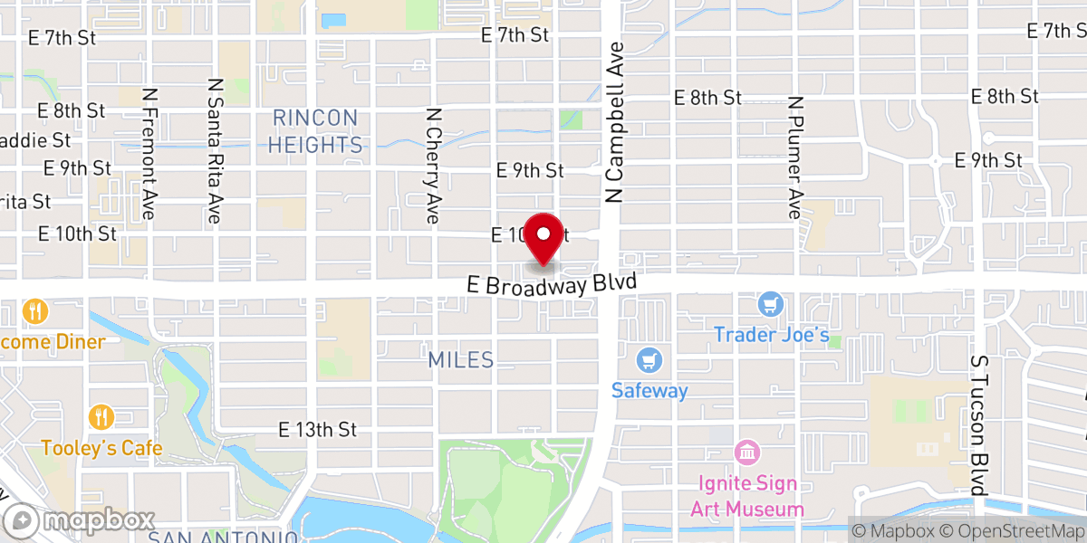 Map showing location of First Assembly of God Tucson