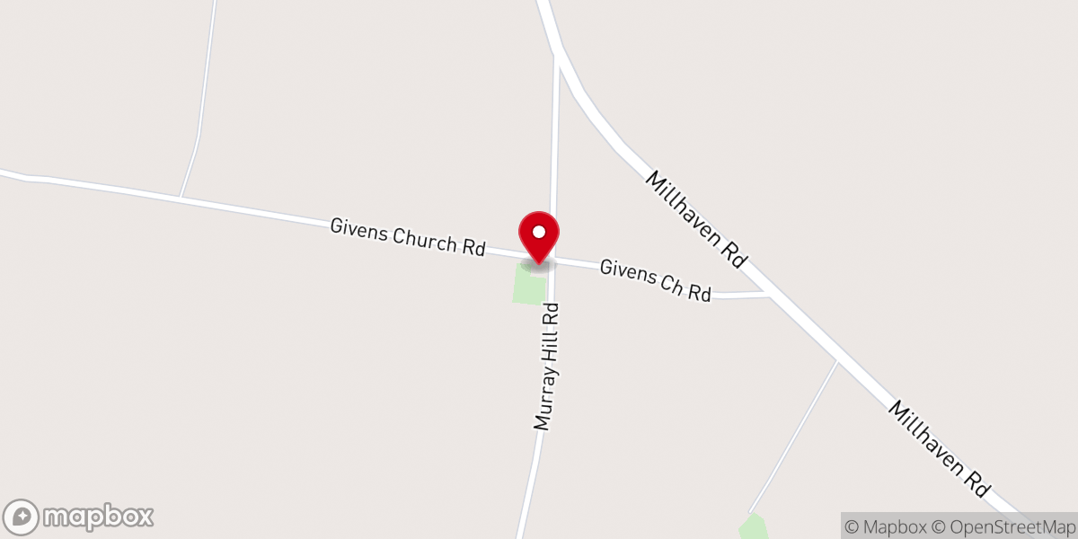 Map showing location of Givens Grove Baptist Church