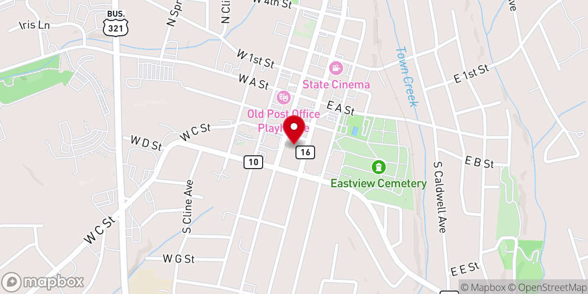 Map showing location of Calvary Baptist Church