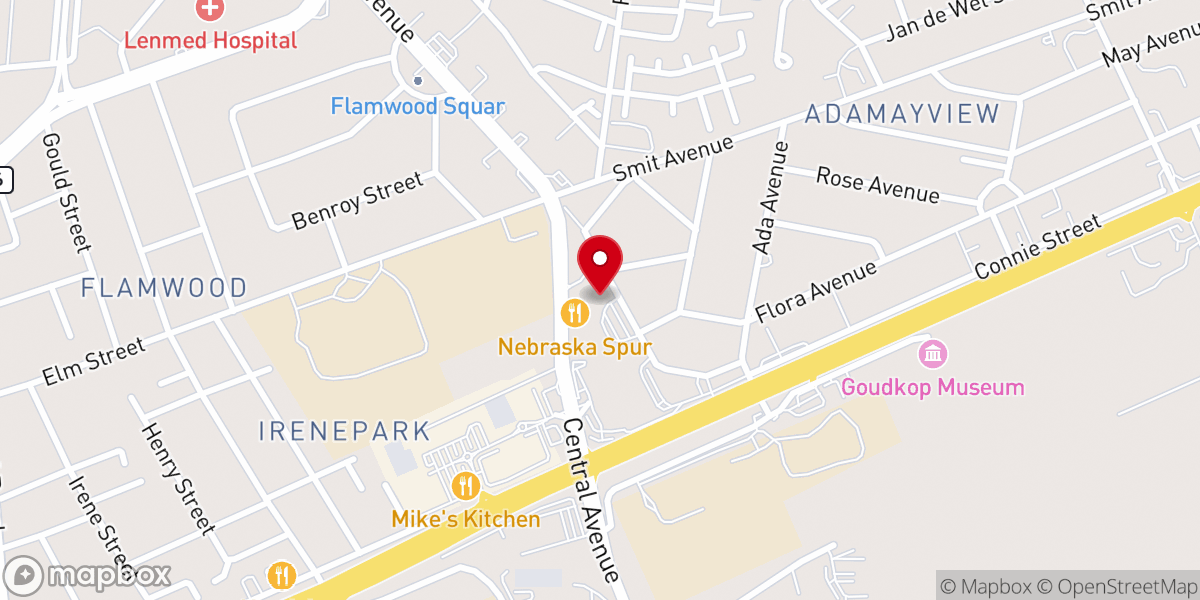 Map showing location of Catholic Cathedral of Klerksdorp