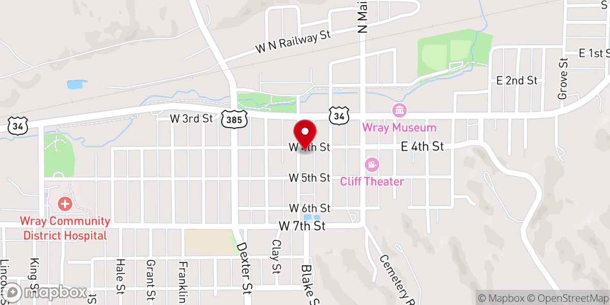 Map showing location of Wray Church of the Nazarene
