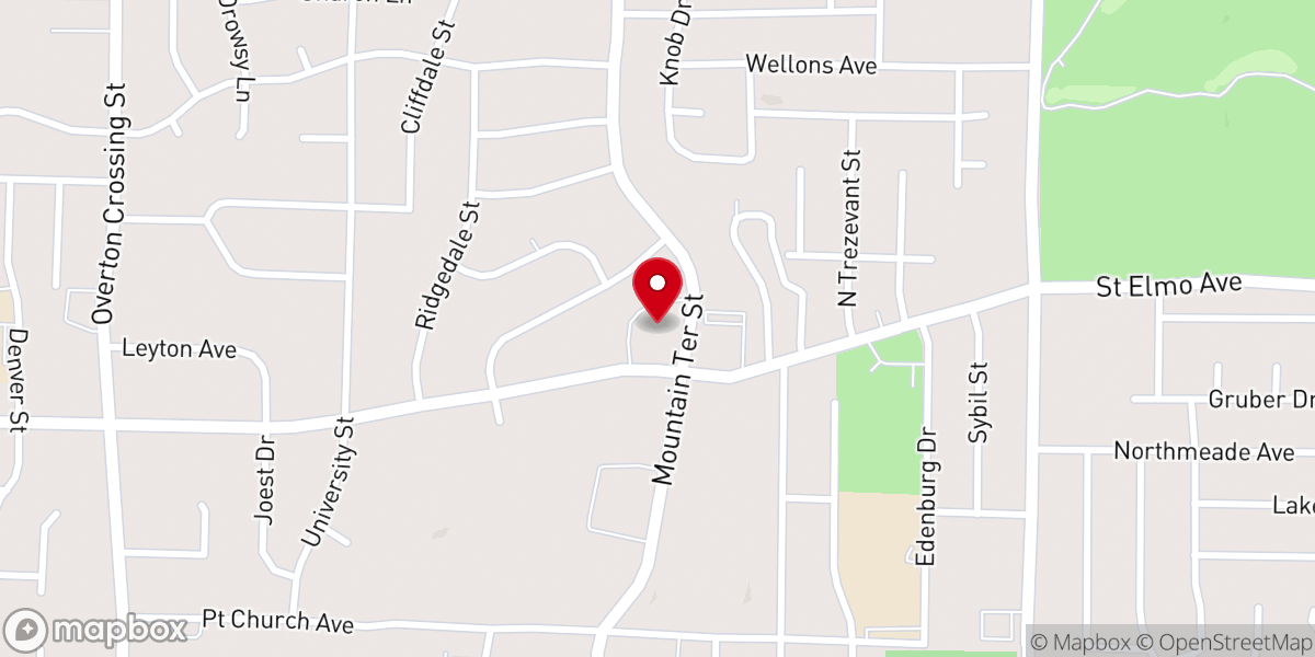 Map showing location of Mountain Terrace Baptist Church