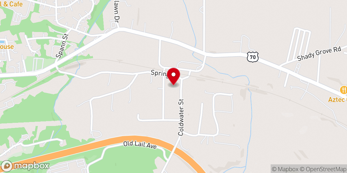 Map showing location of Connelly Springs First Baptist Church