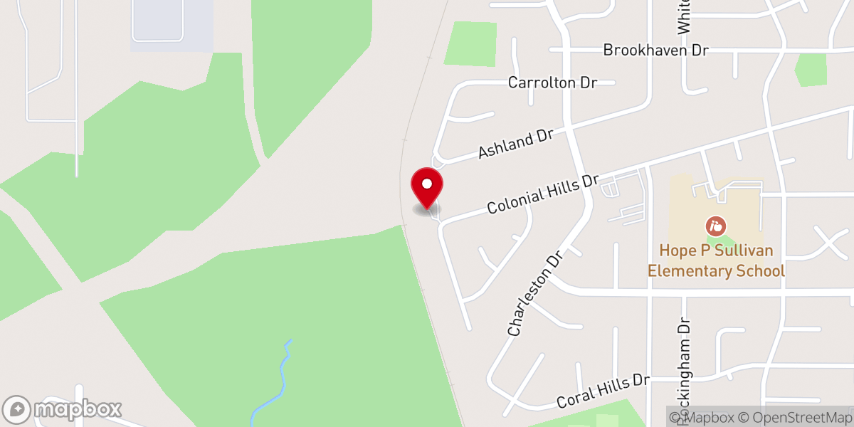 Map showing location of Colonial Hills Church of God