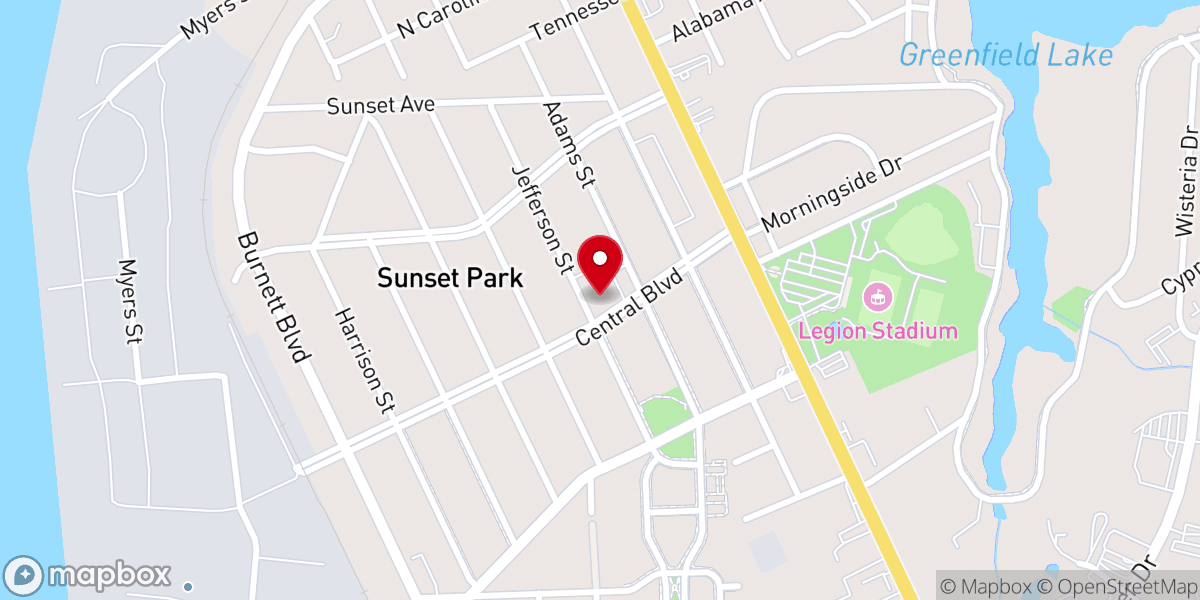 Map showing location of Sunset Park Baptist Church