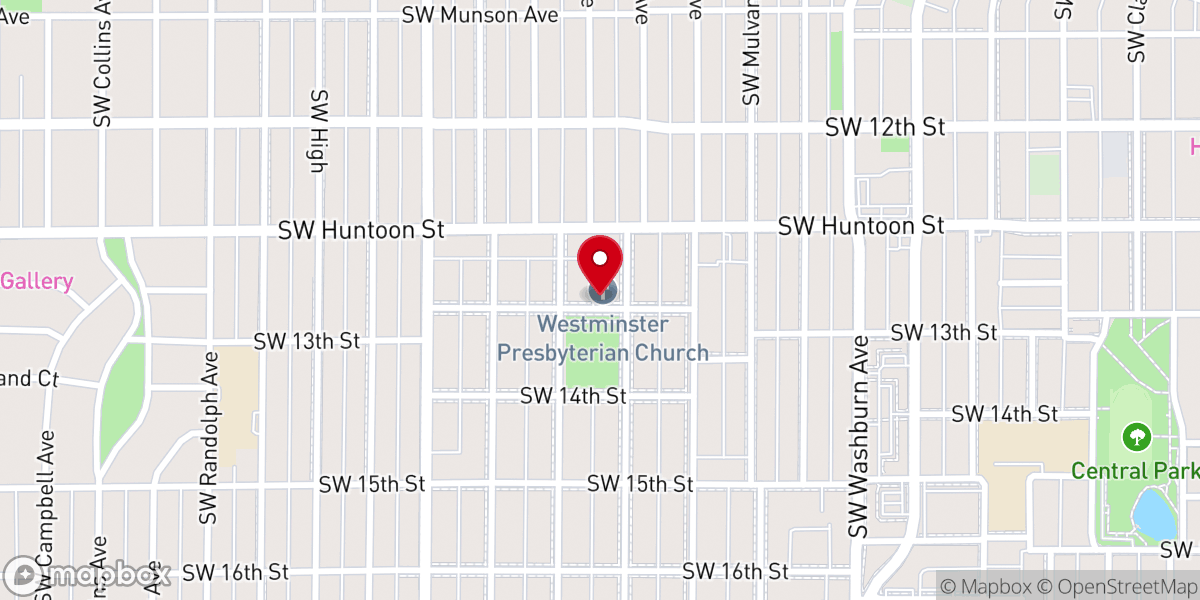 Map showing location of Westminster Presbyterian Church