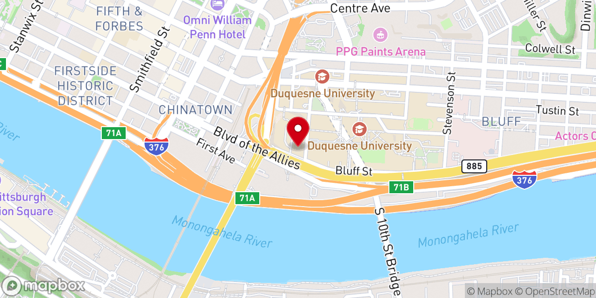 Map showing location of Duquesne Chapel