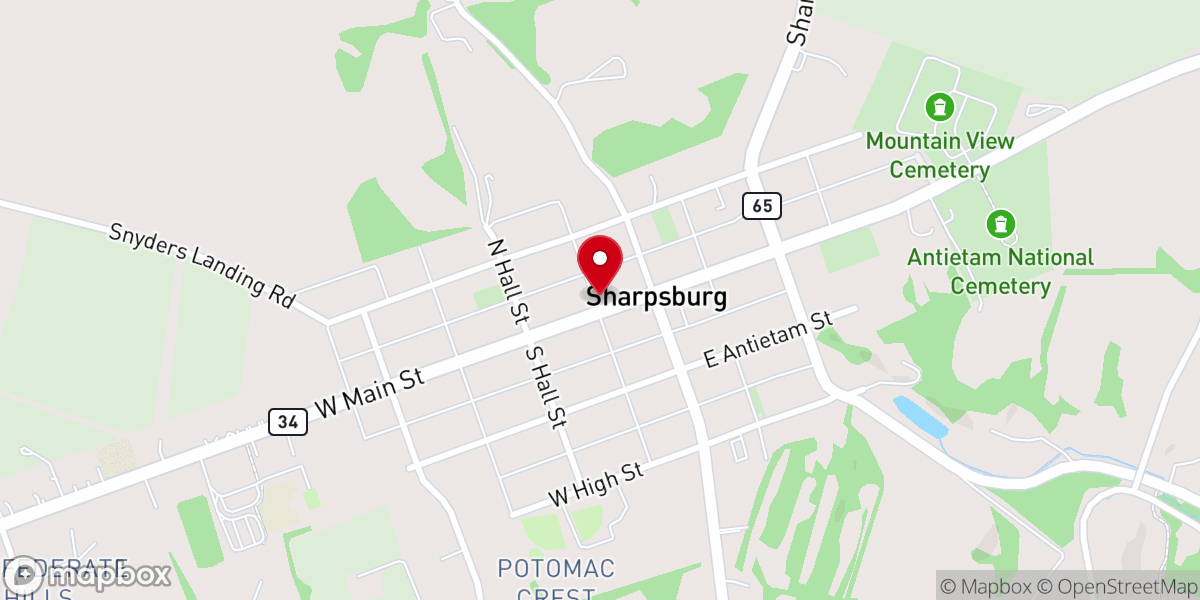 Map showing location of Sharpsburg Christ Reformed Church