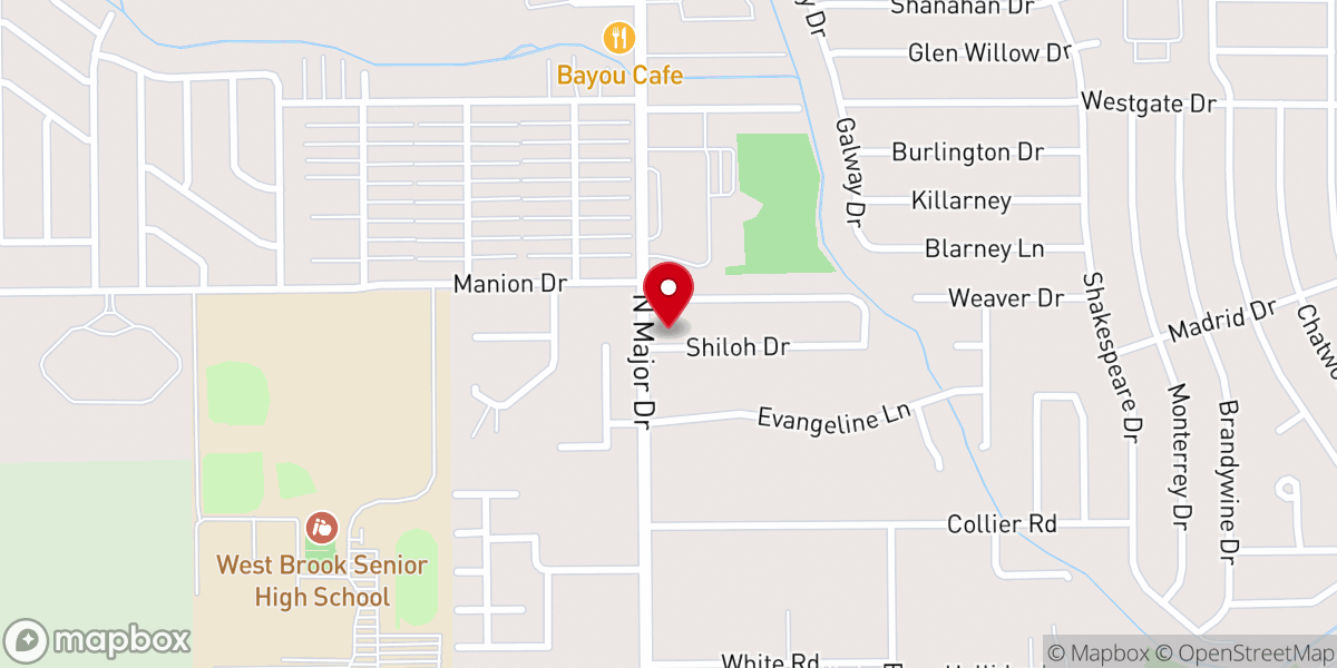 Map showing location of Major Drive Church of Christ