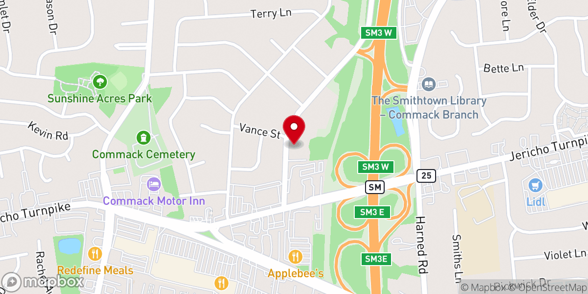 Map showing location of Commack Church of Christ