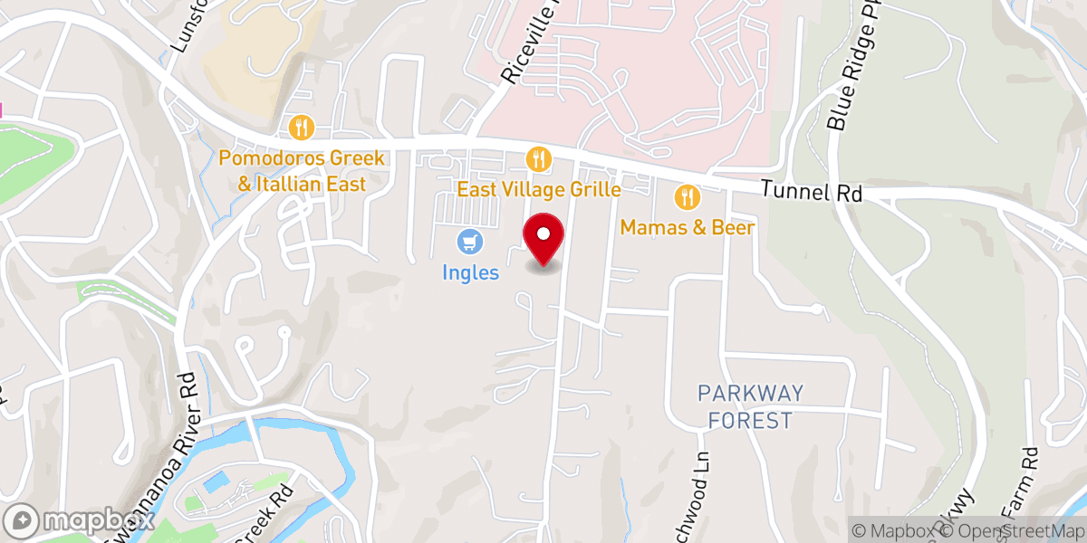 Map showing location of Oteen Baptist Church