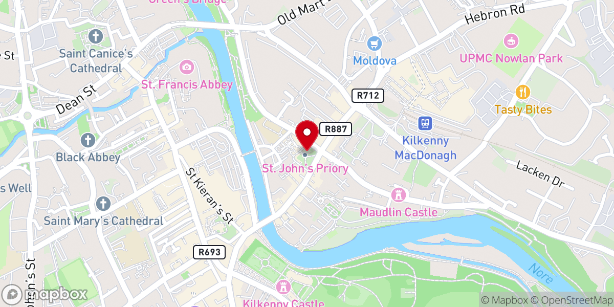 Map showing location of St John's Church of Ireland (St John's Priory)