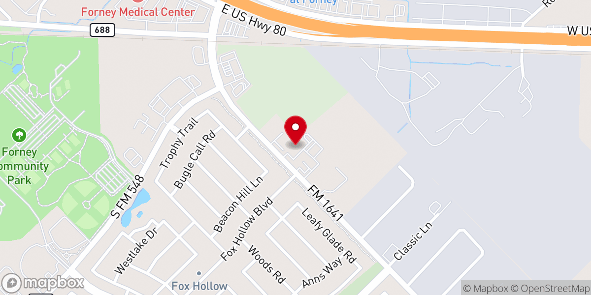 Map showing location of Community Life Church – Forney