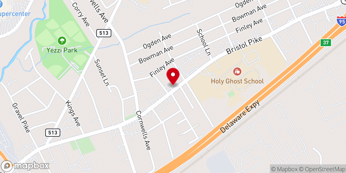 Map showing location of Cornwells United Methodist Church
