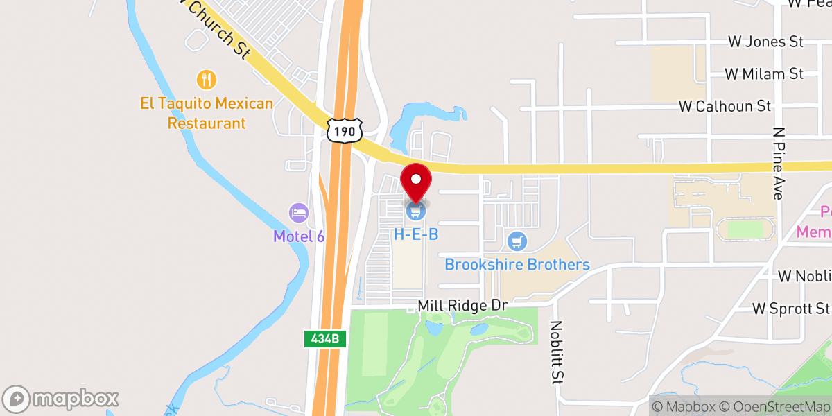 Map showing location of H-E-B