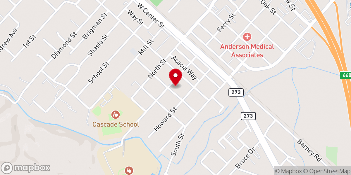 Map showing location of Anderson Trinity Community Church