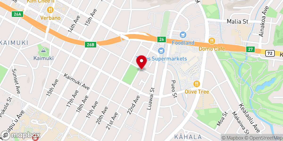 Map showing location of Waialae Baptist Church