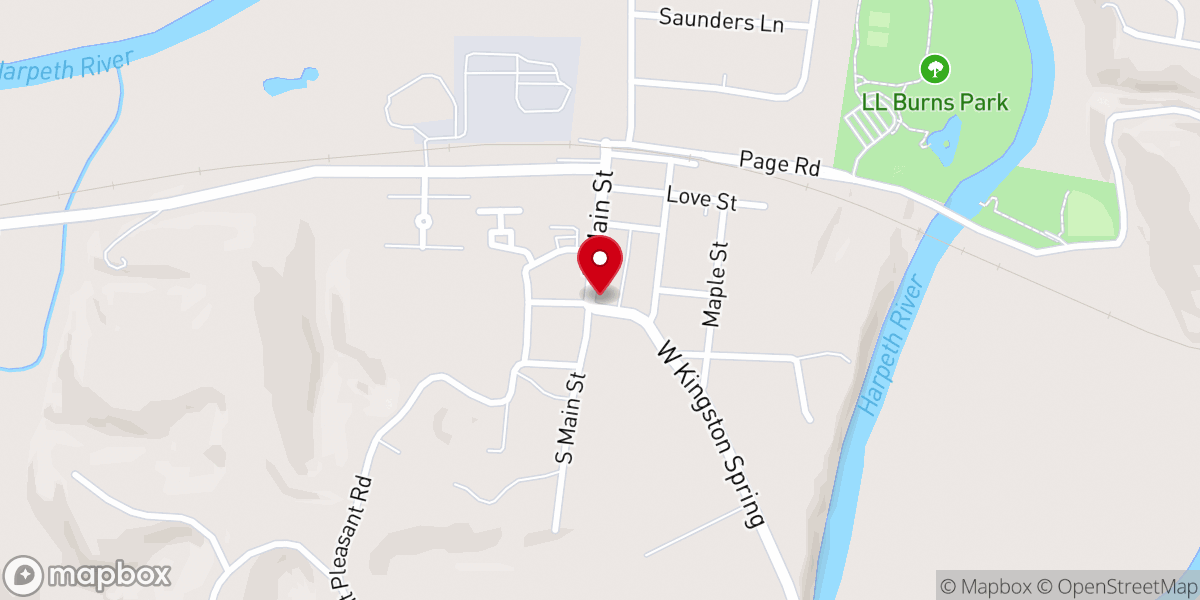 Map showing location of Kingston Springs Church of Christ