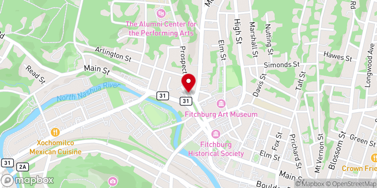 Map showing location of Unitarian Universalist Church