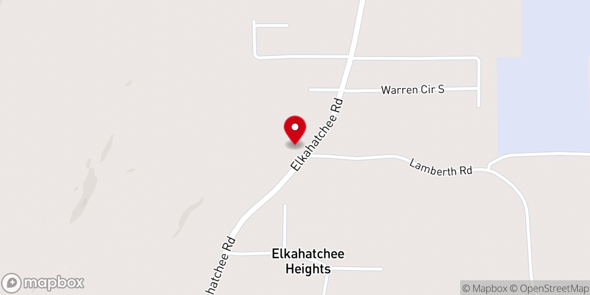 Map showing location of New Elkahatchee Baptist Church