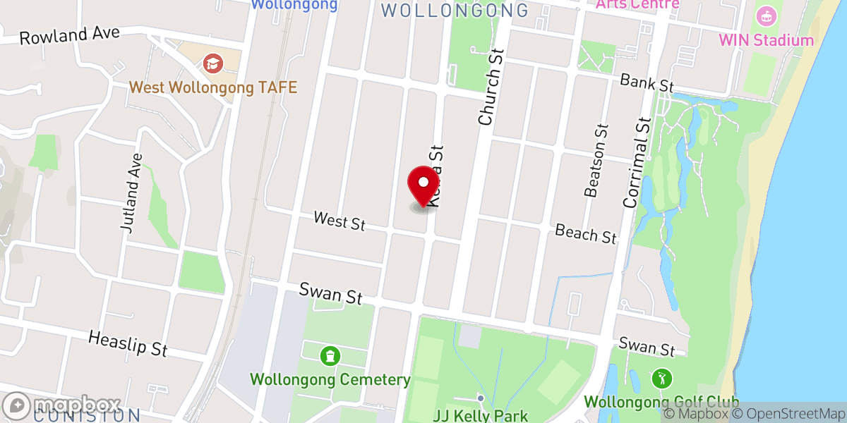 Map showing location of Wollongong Baptist Church