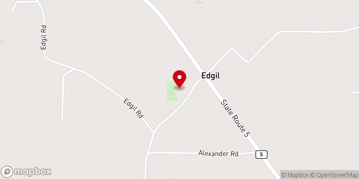 Map showing location of Edgil Church