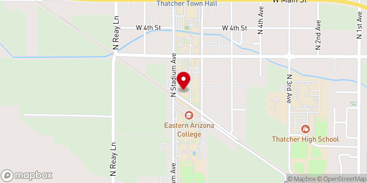 Map showing location of Eastern Arizona College