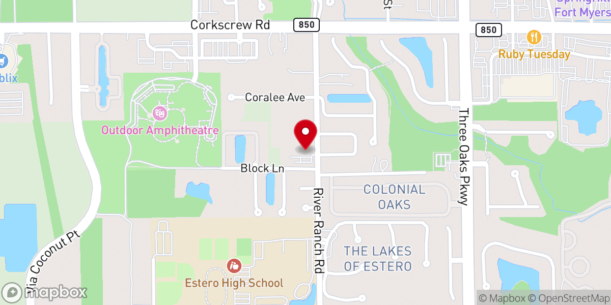 Map showing location of River of Life Assembly Estero, FL