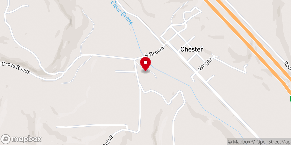 Map showing location of Chester Freewill Baptist Church