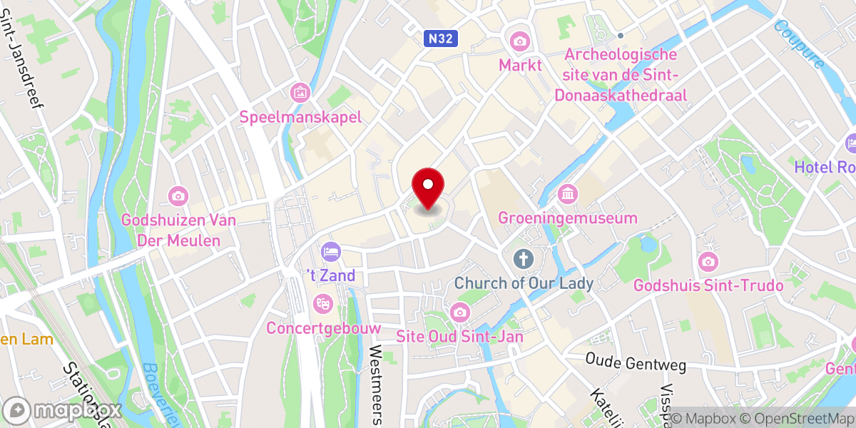 Map showing location of Cathédrale Saint-Donatien de Bruges
