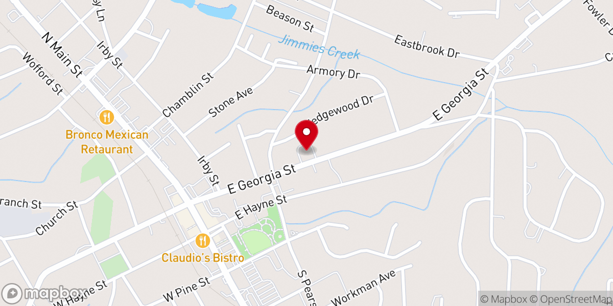 Map showing location of First Presbyterian Church of Woodruff