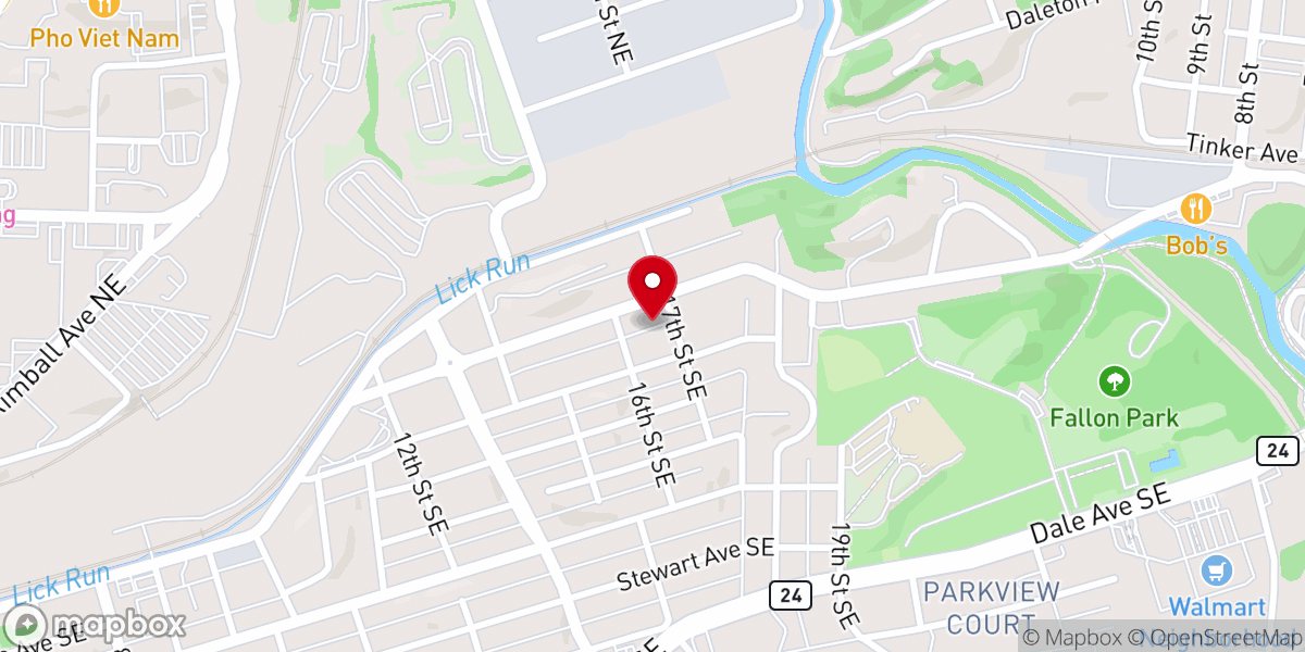 Map showing location of Seventeenth Street Baptist Church