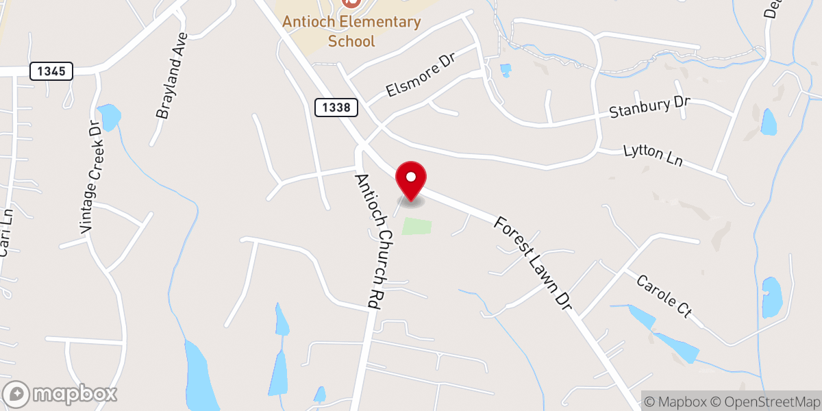 Map showing location of Antioch Methodist Church