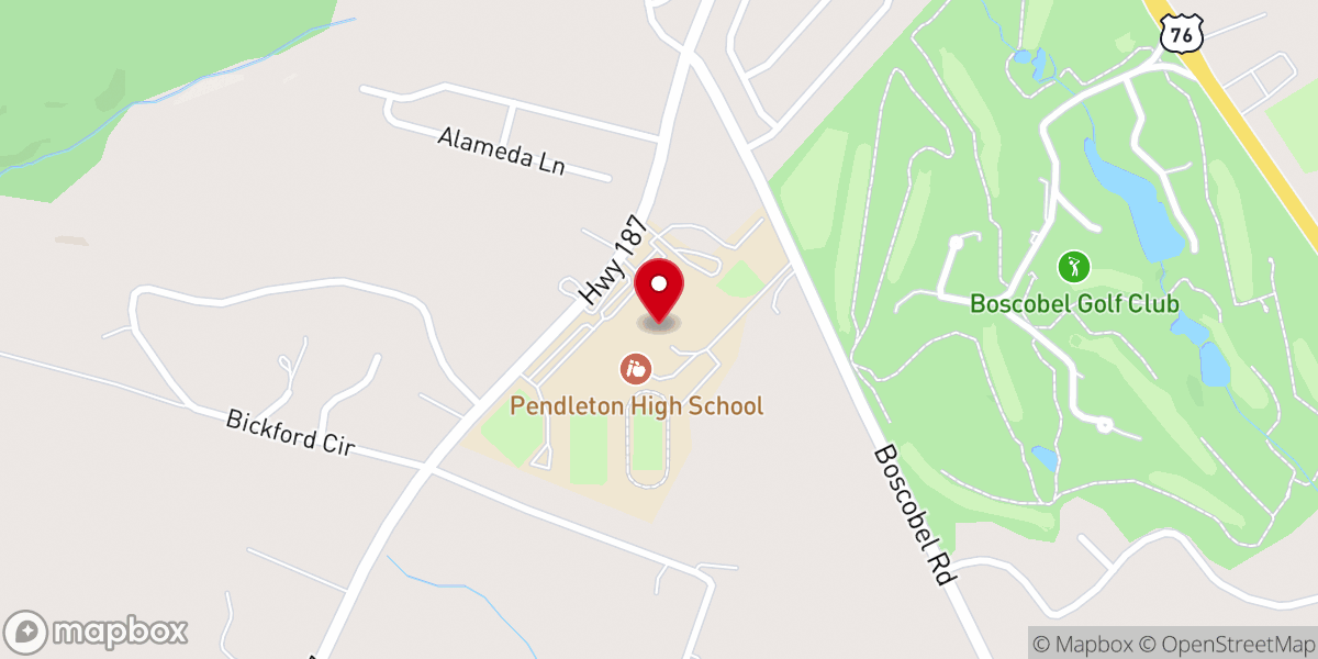 Map showing location of Foothills Church - Pendleton