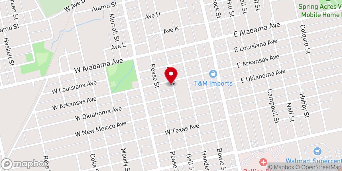 Map showing location of Calvario Baptist Church