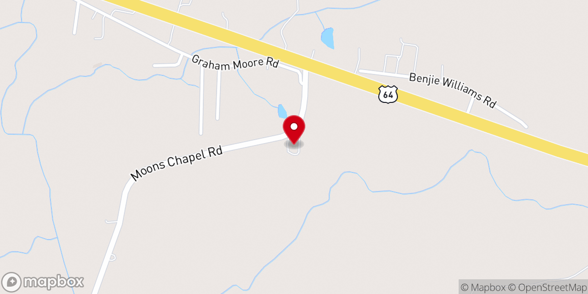 Map showing location of Moons Chapel Baptist Church