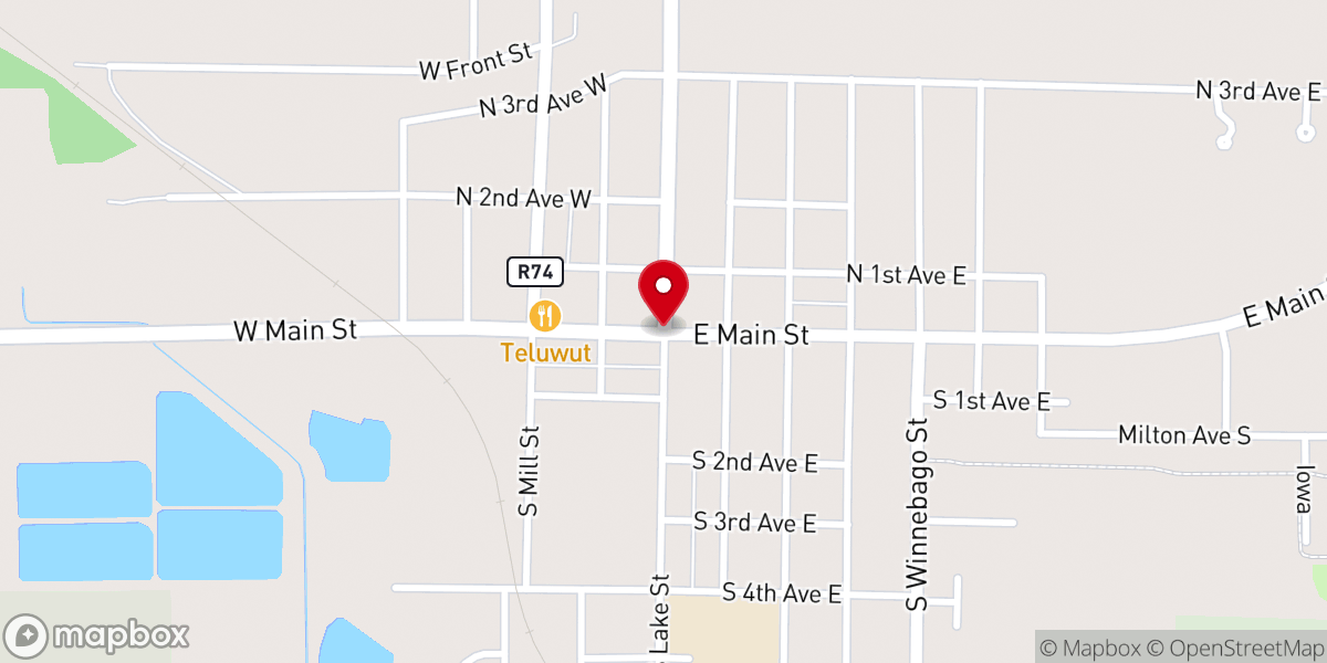 Map showing location of Lake Mills