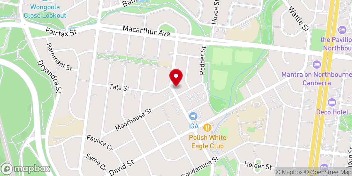 Map showing location of St Philip's Anglican Church, O’Connor