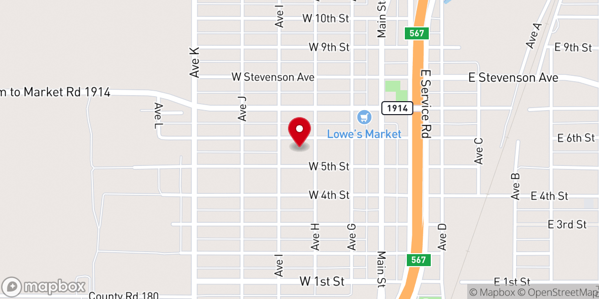 Map showing location of First Baptist Church