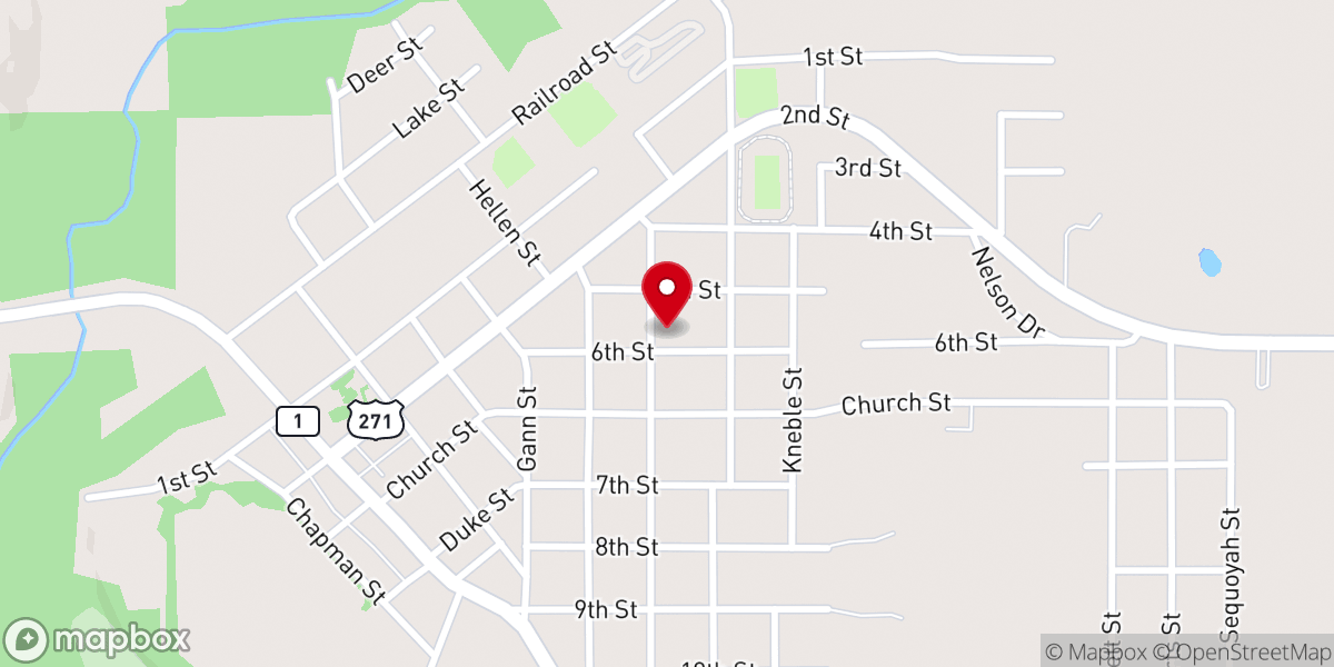 Map showing location of Victory Baptist Church