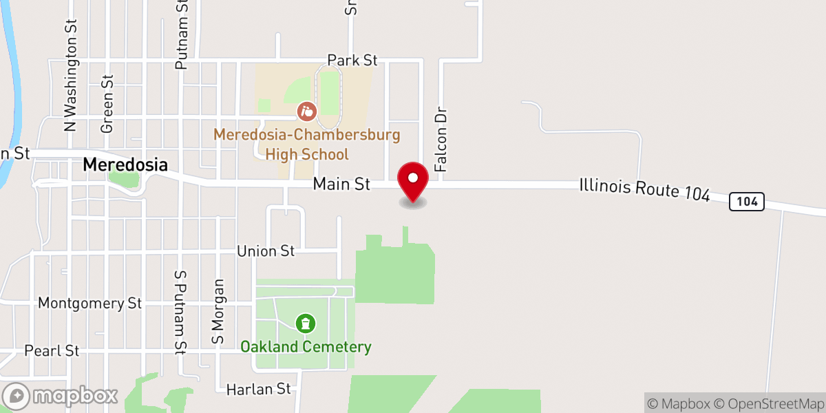 Map showing location of Meredosia Church of Christ