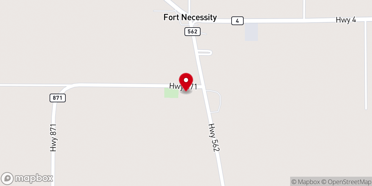Map showing location of Fort Necessity Baptist Church