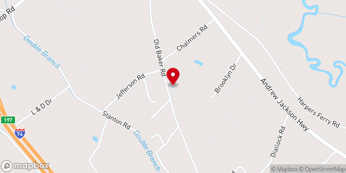 Map showing location of Baker's Chapel Baptist Church