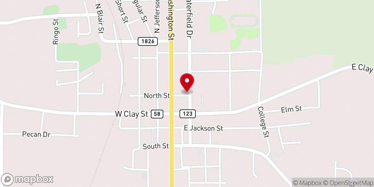 Map showing location of New Obion Baptist Church