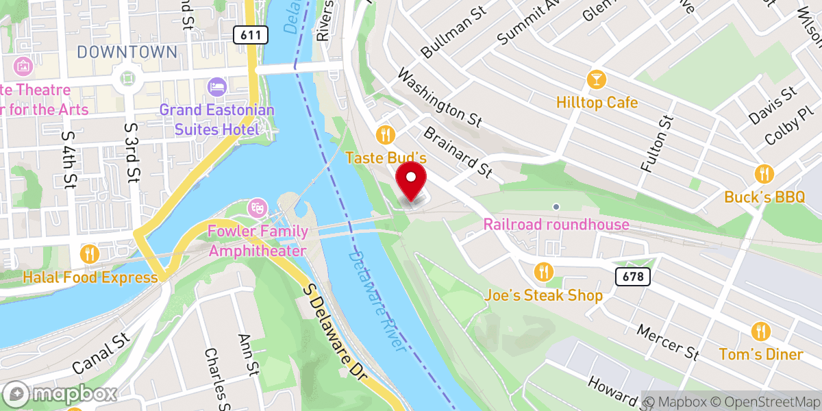 Map showing location of Delaware River Railroad Excursions