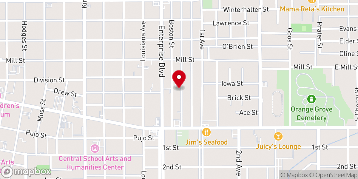 Map showing location of Evergreen Missonary Baptist Church