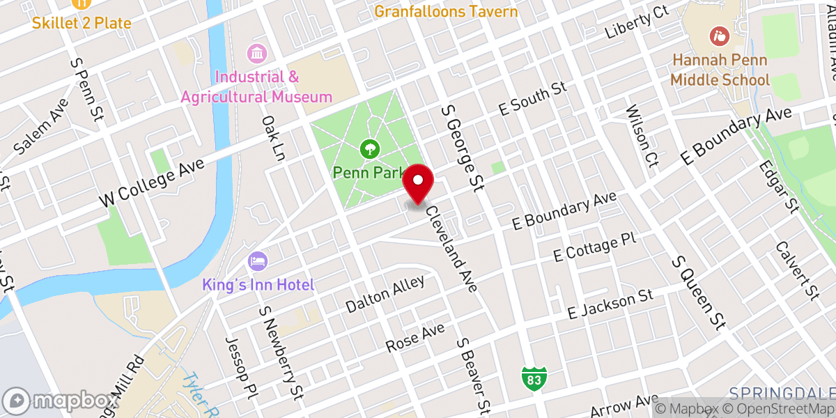 Map showing location of Zion United Church of Christ