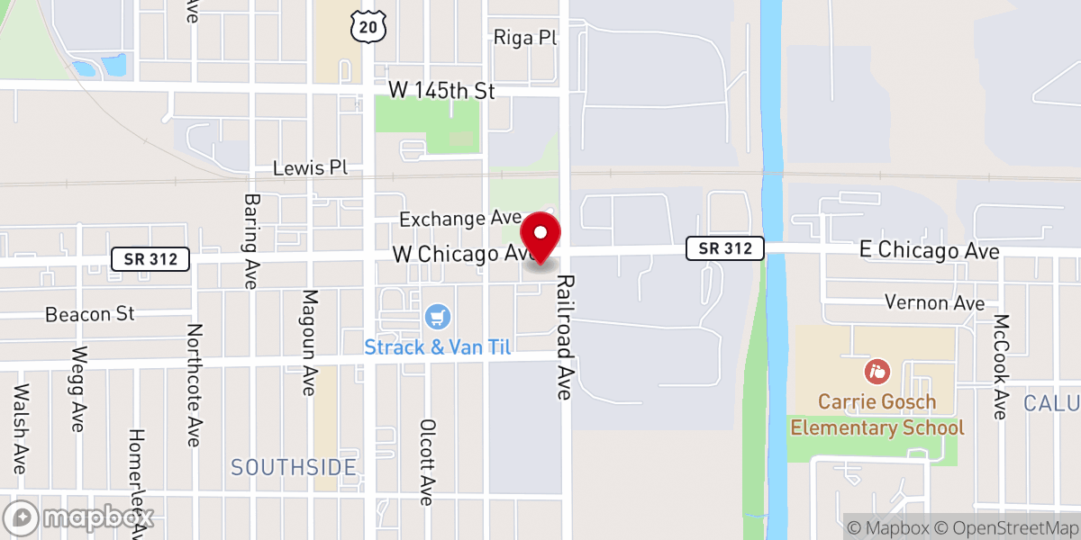 Map showing location of The Salvation Army East Chicago Corps Community Center