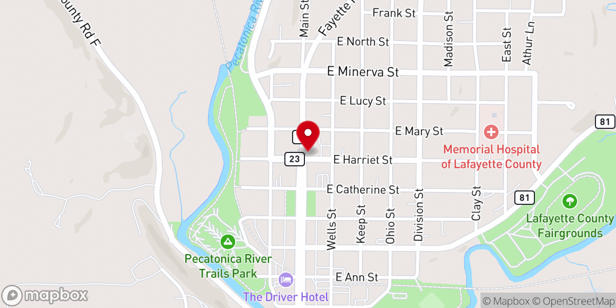 Map showing location of Holy Rosary Catholic Church