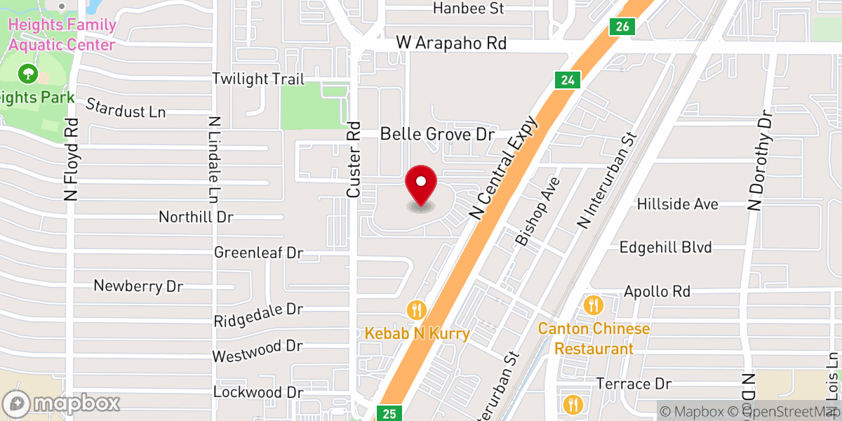 Map showing location of First United Methodist Church Richardson